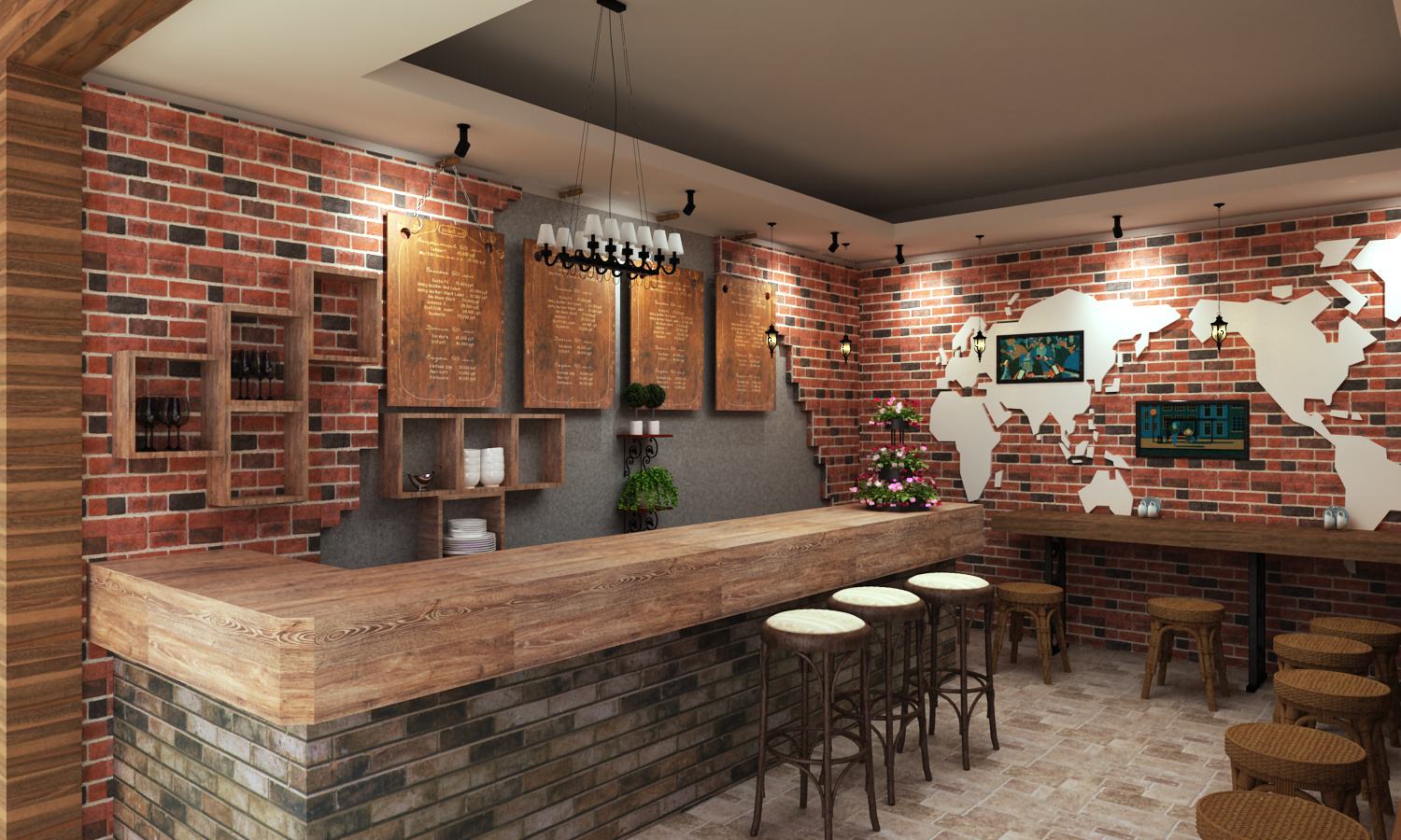 78㎡咖啡店，商場負一層，想要個溫馨點的裝修方案